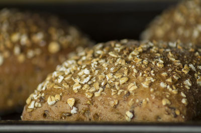 Close-up of breads in oven