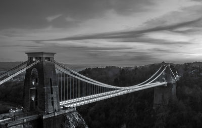 Suspension bridge over river