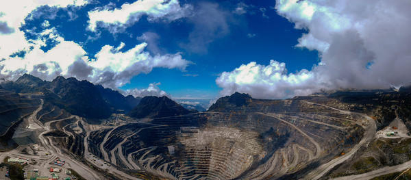 Panoramic view of landscape against cloudy sky