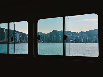 Cityscape seen through window