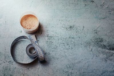 High angle view of coffee on table