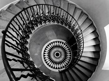 High angle view of spiral stairs