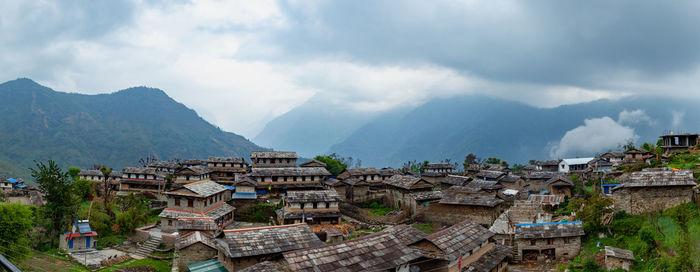 High angle view of buildings in city