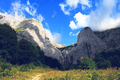 Panoramic view of mountains against sky