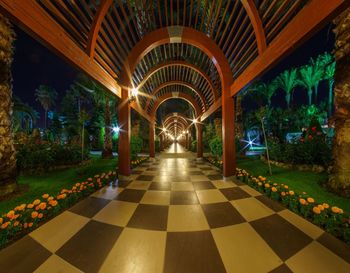 Walkway leading to illuminated building