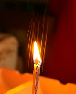 Close-up of lit candle