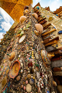 Low angle view of multi colored temple