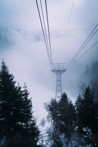 Low angle view of electricity pylon against sky