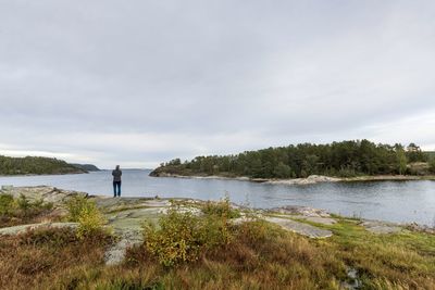 Scenic view of lake against sky