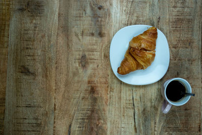 Directly above shot of breakfast served on table