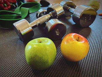 High angle view of fruits on table