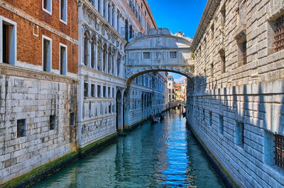 Canal passing through city buildings