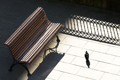 High angle view of shadow on floor