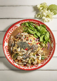 Directly above shot of vegetables in bowl on table