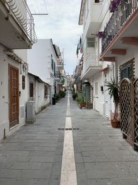 Empty alley amidst buildings in city