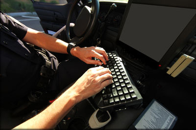 Man working on table