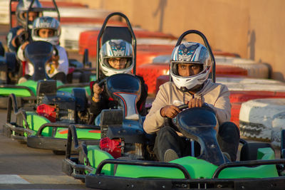 View of people go carting 