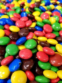 High angle view of multi colored candies