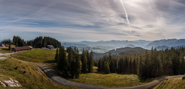 Panoramic shot of trees on landscape against sky