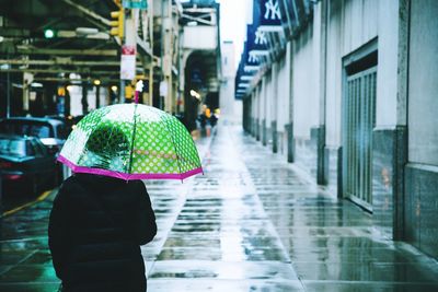 Woman walking in city