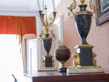 Close-up of decorations on table