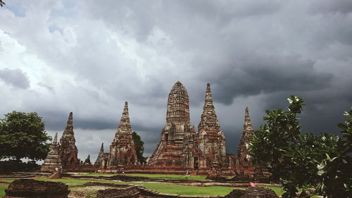 Panoramic view of temple against cloudy sky