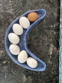 High angle view of eggs