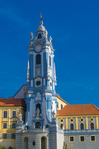 Church against buildings in town