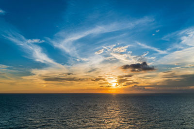 Scenic view of sea against sky at sunset
