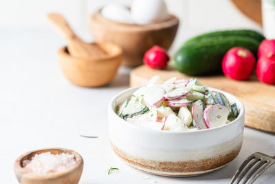 Close-up of food in bowl on table