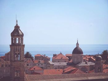 View of rooftops in city