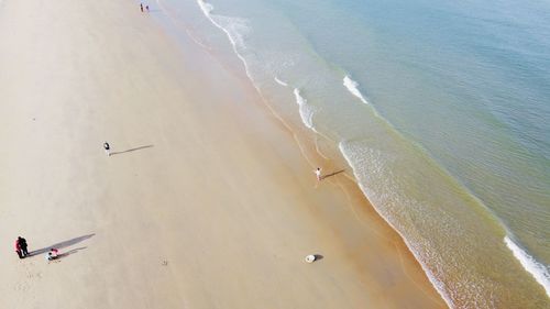 High angle view of people on beach