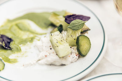 Close-up of meal served in plate