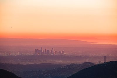 View of city at sunset