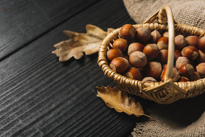 Close-up of roasted coffee beans on table