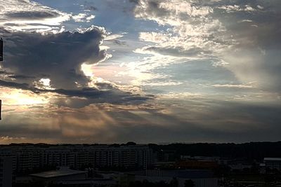 Cityscape against sky during sunset