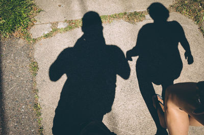 Shadow of couple on road