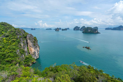 High angle view of sea against sky