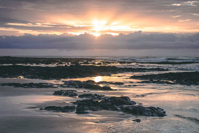 Scenic view of sea against sky during sunset