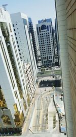 High angle view of city against sky