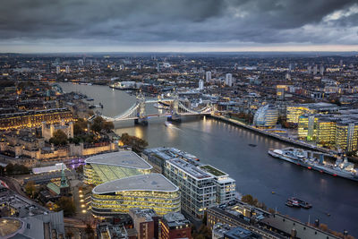 High angle view of bridge over river in city