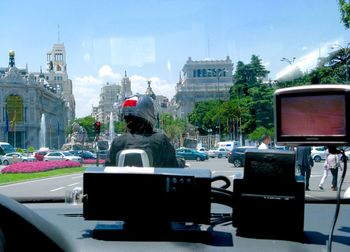View of city street against sky