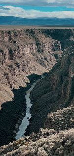High angle view of land against sky