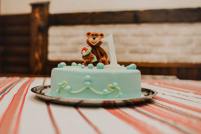 Close-up of cake on table