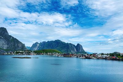 Scenic view of bay against sky - hamnoy lofoten norway 