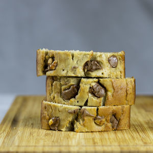 Close-up of bread on cutting board