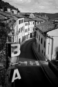 Road by buildings