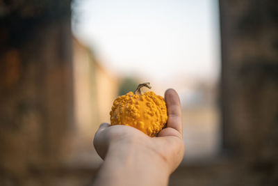 Close-up of person holding ice cream cone