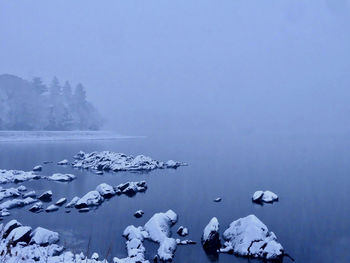 Scenic view of frozen lake against sky