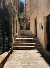 Quiet historic stairway in an alley in old town dubrovnik